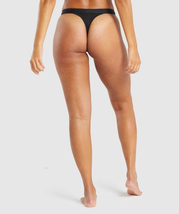 Damske Spodne Pradlo Gymshark Cotton High Rise Thong Čierne | OM4305968